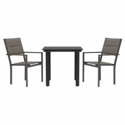 Set da Pranzo da Giardino 3 pz Nero in Acciaio e Textilenecod mxl 101084 - Vista aggiuntiva 2
