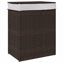 Cesto Biancheria Coperchio Marrone Scuro 46x33x60 cm Polyrattancod mxl 85433 - Vista aggiuntiva 2