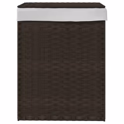 Cesto Biancheria Coperchio Marrone Scuro 46x33x60 cm Polyrattancod mxl 85433 - Vista aggiuntiva 3