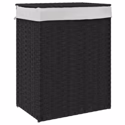 Cesto Portabiancheria con Coperchio Nero 46x33x60 cm Polyrattancod mxl 85434 - Vista aggiuntiva 2