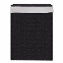 Cesto Portabiancheria con Coperchio Nero 46x33x60 cm Polyrattancod mxl 85434 - Vista aggiuntiva 3