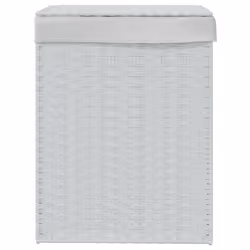 Cesto Portabiancheria Coperchio Bianco 46x33x60 cm Polyrattancod mxl 109396 - Vista aggiuntiva 3