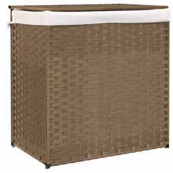 Cesto Portabiancheria con 2 Sezioni 53x35x57 cm Polyrattancod mxl 133375 - Vista aggiuntiva 2