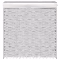 Cesto Portabiancheria 2 Sezioni Bianco 53x35x57 cm Polyrattancod mxl 109397 - Vista aggiuntiva 3