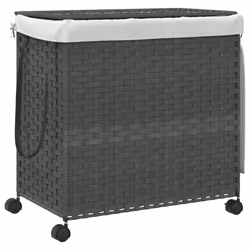 Cesto Portabiancheria con Ruote Grigio 60x35x60,5 cm Rattancod mxl 133378 - Vista aggiuntiva 2