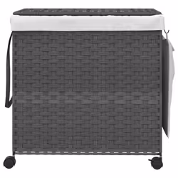 Cesto Portabiancheria con Ruote Grigio 60x35x60,5 cm Rattancod mxl 133378 - Vista aggiuntiva 3