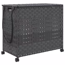 Cesto Portabiancheria con Ruote Grigio 66x35x60 cm Rattancod mxl 109400 - Vista aggiuntiva 2