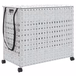 Cesto Portabiancheria con Ruote Bianco 66x35x60 cm Rattancod mxl 133376 - Vista aggiuntiva 2