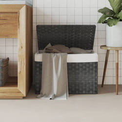 Vidaxl - Cesto Portabiancheria Coperchio Grigio 55,5x35x34 cm Polyrattan