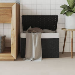 Vidaxl - Cesto Portabiancheria Coperchio Nero 55,5x35x34 cm Polyrattan