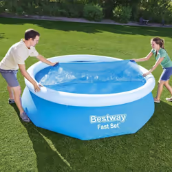 Mantenete l'acqua e il calore all'interno e detriti, foglie e rifiuti all'esterno della vostra piscina con questa copertura s ...