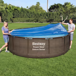 Mantenete l'acqua e il calore all'interno e detriti, foglie e rifiuti all'esterno della vostra piscina con questa copertura s ...