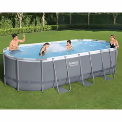 Divertitevi un mondo nel vostro giardino insieme alla famiglia e agli amici con questo set per piscina fuori terra Power Stee ...