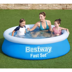 Divertitevi un mondo in giardino insieme alla famiglia e agli amici con questa piscina gonfiabile Fast Set della Bestway. L'e ...