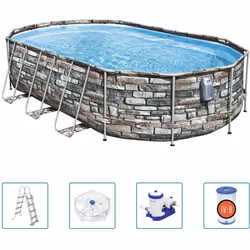 Vi divertirete un mondo con la famiglia e gli amici in questo set da piscina Power Steel Comfort Jet Series della Bestway. La ...
