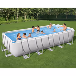 Vi divertirete un mondo con la vostra famiglia e amici in questa piscina fuori terra Power Steel della Bestway. La forma rett ...