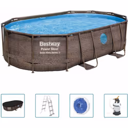Vi divertirete un mondo insieme alla vostra famiglia e ai vostri amici in questo set piscina Power Steel della Bestway. La fo ...