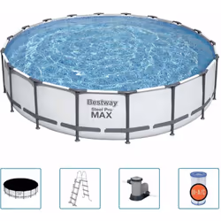 Potete divertirvi un mondo con la famiglia e gli amici in questo set da piscina Steel Pro MAX della Bestway. La forma rotonda ...