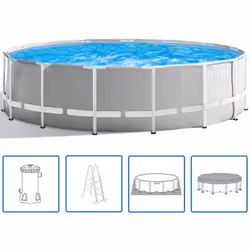 Intex 26726GN, 16805 L, Piscina con bordi, Adulti e bambini, Scala, Blu, Grigio, 73,4 kg
