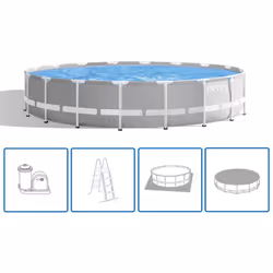 Intex 26732GN, 24311 L, Piscina con bordi, Adulti e bambini, Scala, Grigio, 92,2 kg