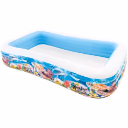 Questa comoda piscina per famiglie rettangolare Intex Swim Center con un design colorato di animali marini vi offre un mondo  ...