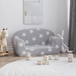 Divano Bambini 2 Posti Grigio Chiaro con Stelle Morbido Peluche Vidaxl 24982