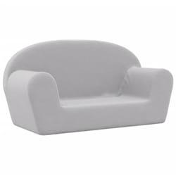 Divano per Bambini a 2 Posti Grigio Chiaro in Morbido Peluche Vidaxl 36788