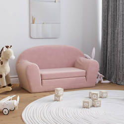 Divano Letto per Bambini a 2 Posti Rosa in Morbido Peluche Vidaxl 83333