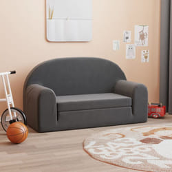 Divano Letto per Bambini a 2 Posti Antracite in Morbido Peluche Vidaxl 76637