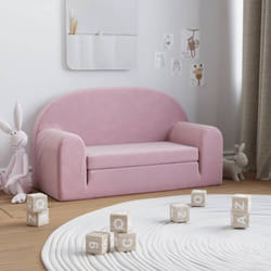 Divano Letto per Bambini a 2 Posti Rosa in Morbido Peluche Vidaxl 79536