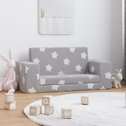 Vidaxl - Divano Letto Bambini a 2 Posti Grigio Chiaro con Stelle Peluche
