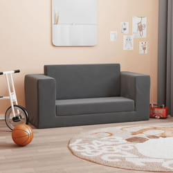 Divano Letto per Bambini a 2 Posti Antracite in Morbido Peluche Vidaxl 97214