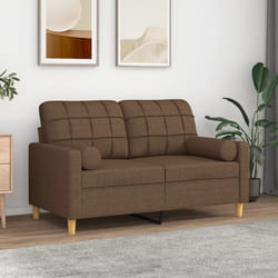 vidaXL Divano a 2 Posti con Cuscini Marrone 120 cm in Tessuto