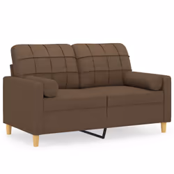 vidaXL Divano a 2 Posti con Cuscini Marrone 120 cm in Tessuto - Vista aggiuntiva 2