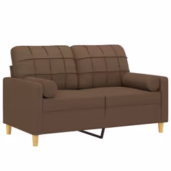 vidaXL Divano a 2 Posti con Cuscini Marrone 120 cm in Tessuto - Vista aggiuntiva 3