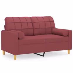 vidaXL Divano a 2 Posti con Cuscini Rosso Vino 120 cm in Tessuto - Vista aggiuntiva 2