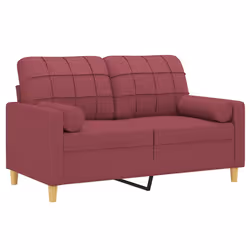 vidaXL Divano a 2 Posti con Cuscini Rosso Vino 120 cm in Tessuto - Vista aggiuntiva 3