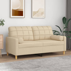 vidaXL Divano a 2 Posti con Cuscini Crema 140 cm in Tessuto