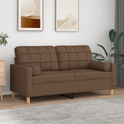 vidaXL Divano a 2 Posti con Cuscini Marrone 140 cm in Tessuto