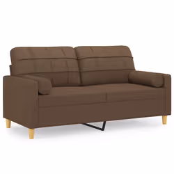 vidaXL Divano a 2 Posti con Cuscini Marrone 140 cm in Tessuto - Vista aggiuntiva 2