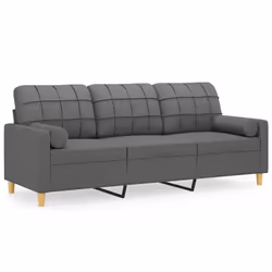 Divano a 3 Posti con Cuscini Grigio Scuro 180 cm in Tessutocod mxl 125264 - Vista aggiuntiva 2