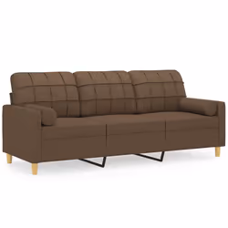 Divano a 3 Posti con Cuscini Marrone 180 cm in Tessutocod mxl 118907 - Vista aggiuntiva 3
