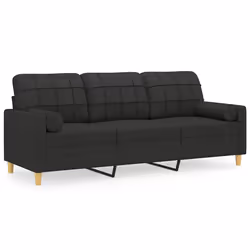 Divano a 3 Posti con Cuscini Nero 180 cm in Tessutocod mxl 95019 - Vista aggiuntiva 2