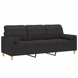 Divano a 3 Posti con Cuscini Nero 180 cm in Tessutocod mxl 95019 - Vista aggiuntiva 3