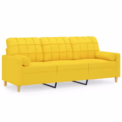 Divano a 3 Posti con Cuscini Giallo Chiaro 180 cm in Tessutocod mxl 70950 - Vista aggiuntiva 2