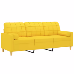 Divano a 3 Posti con Cuscini Giallo Chiaro 180 cm in Tessutocod mxl 70950 - Vista aggiuntiva 3
