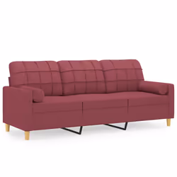 Divano a 3 Posti con Cuscini Rosso Vino 180 cm in Tessutocod mxl 95022 - Vista aggiuntiva 2
