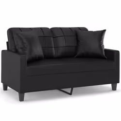 Divano a 2 Posti con Cuscini Nero 120 cm in Similpellecod mxl 118915 - Vista aggiuntiva 2