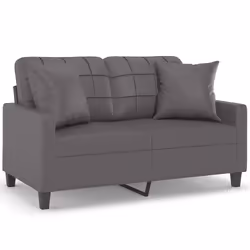 vidaXL Divano a 2 Posti con Cuscini Grigio 120 cm in Similpelle - Vista aggiuntiva 2