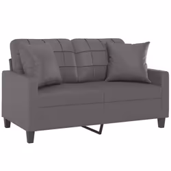 vidaXL Divano a 2 Posti con Cuscini Grigio 120 cm in Similpelle - Vista aggiuntiva 3